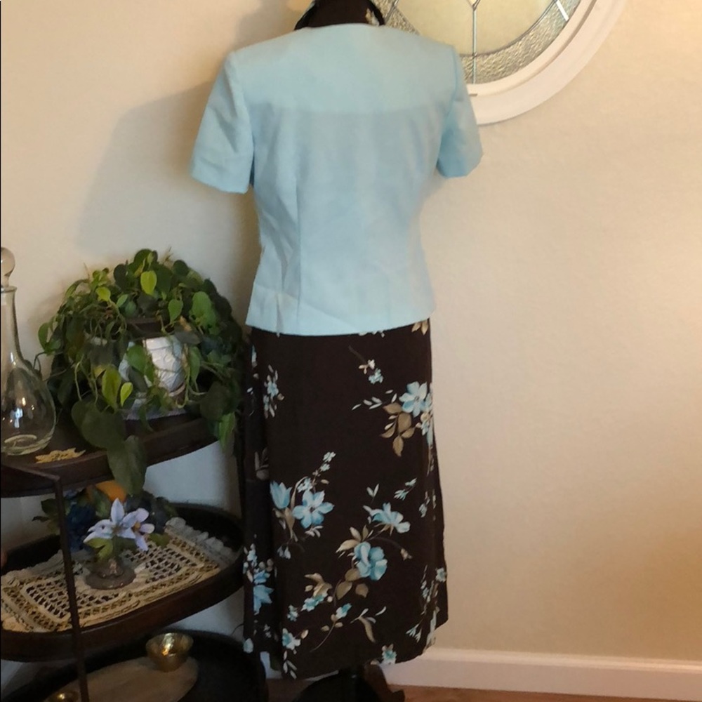 Studio I Teal and Brown Dress with Jacket (m) - Picture 6 of 8